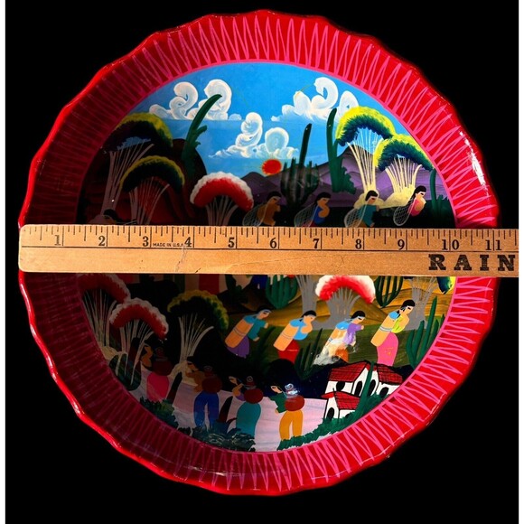 Large Talavera Scalloped Serving Bowl | 11” D Hand-Painted Mexican Pottery - Picture 4 of 9